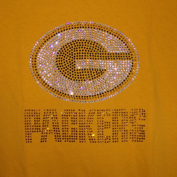 Source Unknown Tops - G Packers Football T Shirt Sequins  Medium Gold